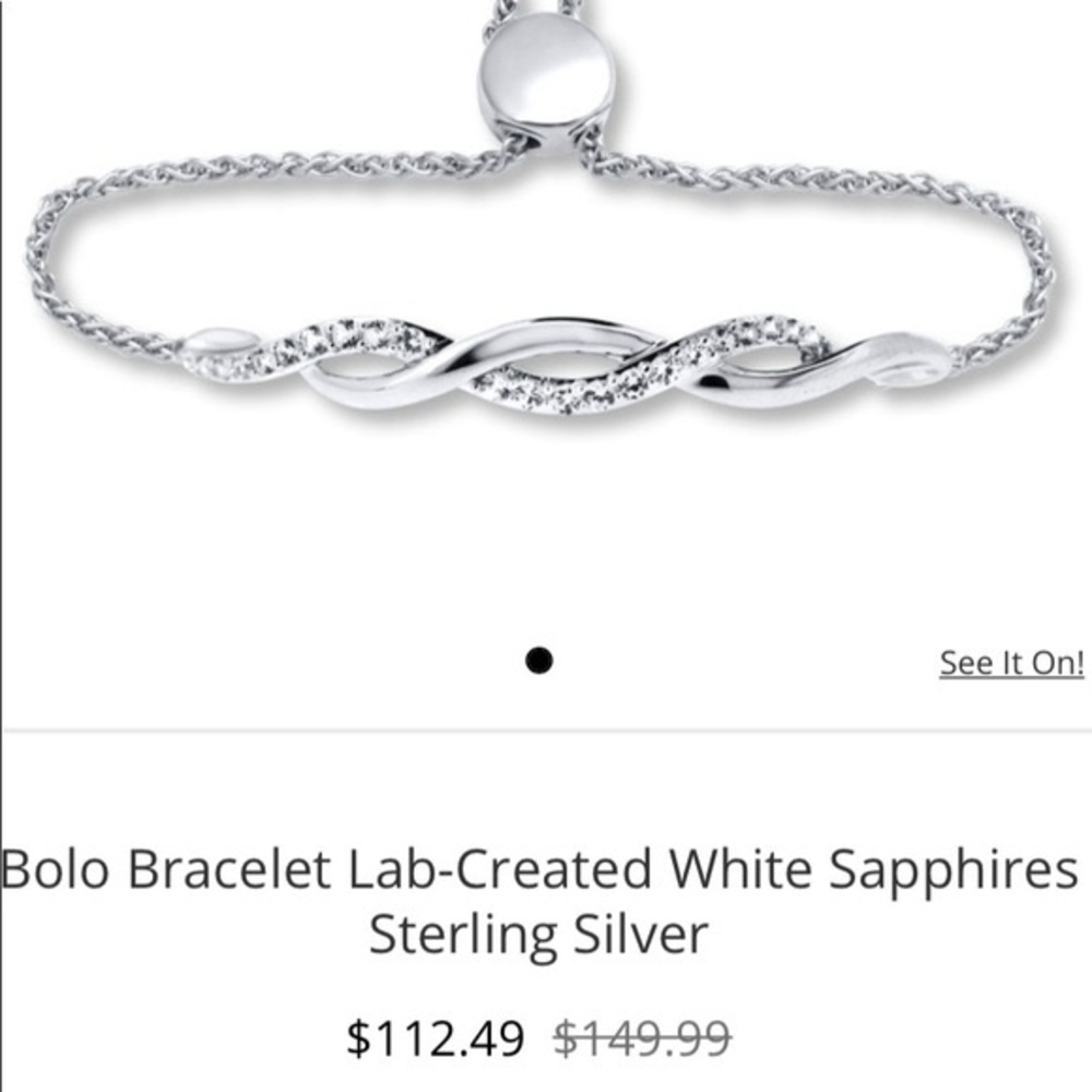Kay Jewelers White Sapphire and Sterling Silver Bracelet
